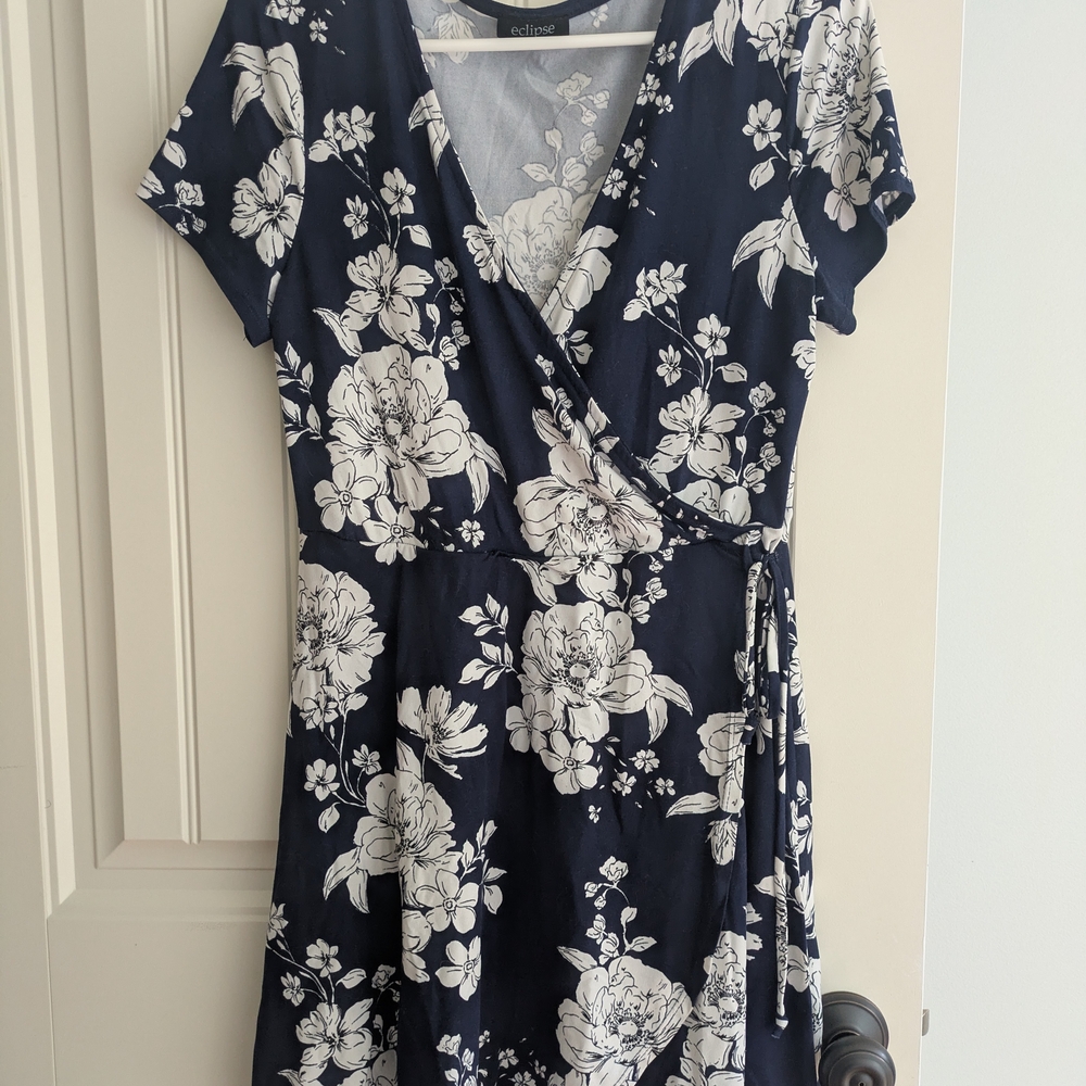 Eclipse Navy Floral Wrap Dress